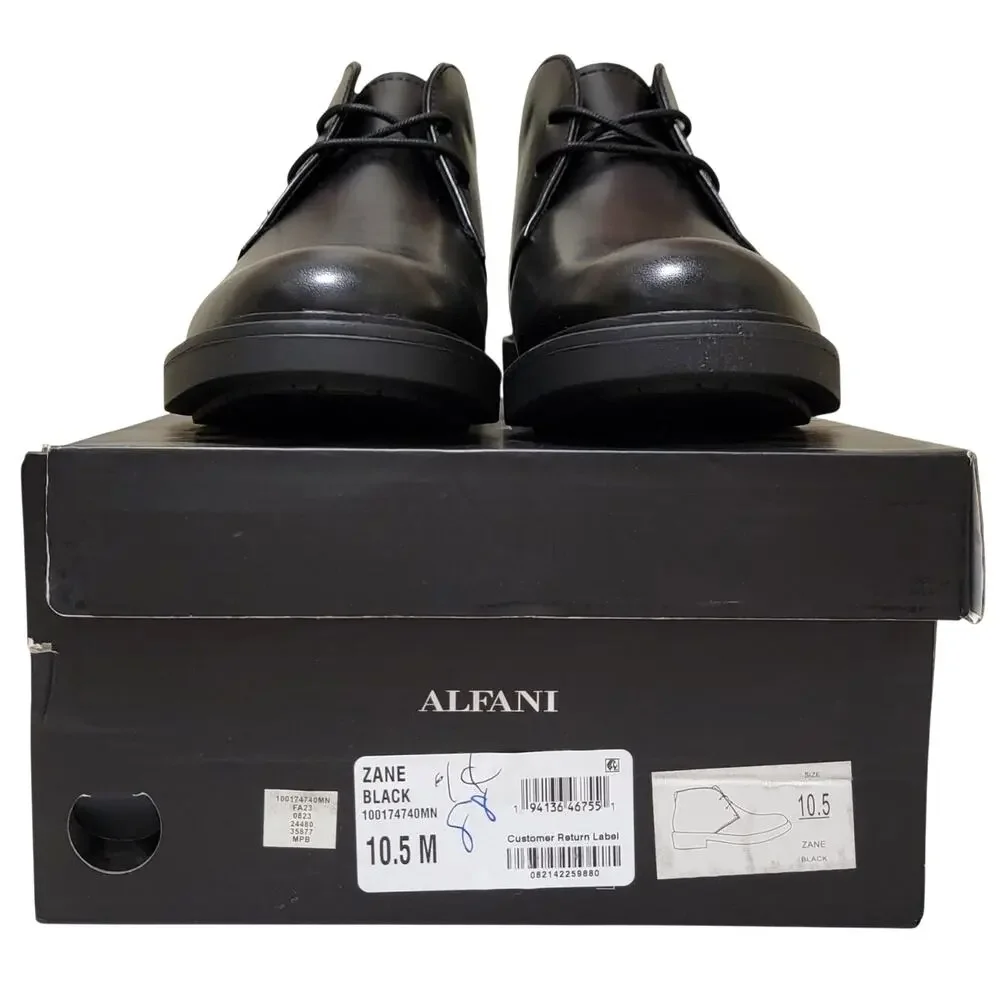 Alfani Men Zane Lace Up Chukka Ankle Boots Size US 10.5M Black Faux Leather
